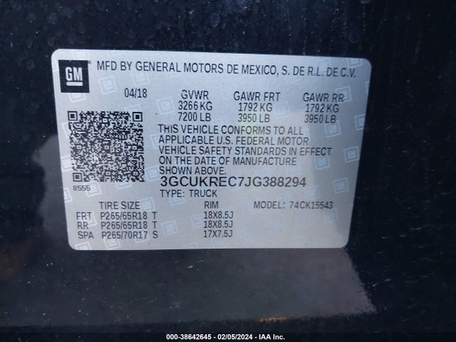 Chevrolet Silverado 1500 2lt 2018 3GCUKREC7JG388294 Image 9