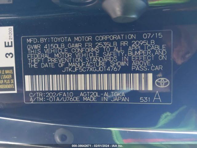 JTKJF5C7XGJ014767 Scion TC