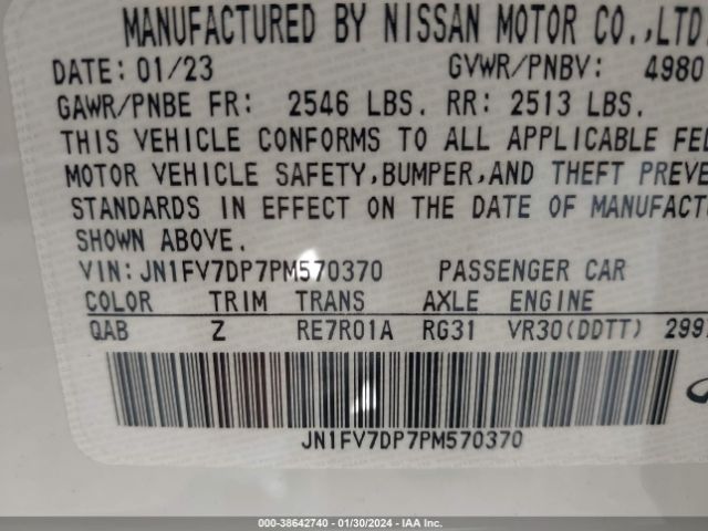 JN1FV7DP7PM570370 Infiniti Q50 Red Sport 400