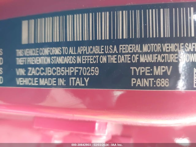 ZACCJBCB5HPF70259 Jeep Renegade Trailhawk 4x4