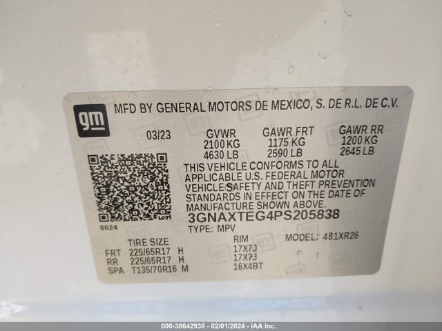 Chevrolet Equinox Awd 2fl 2023 3GNAXTEG4PS205838 Image 9