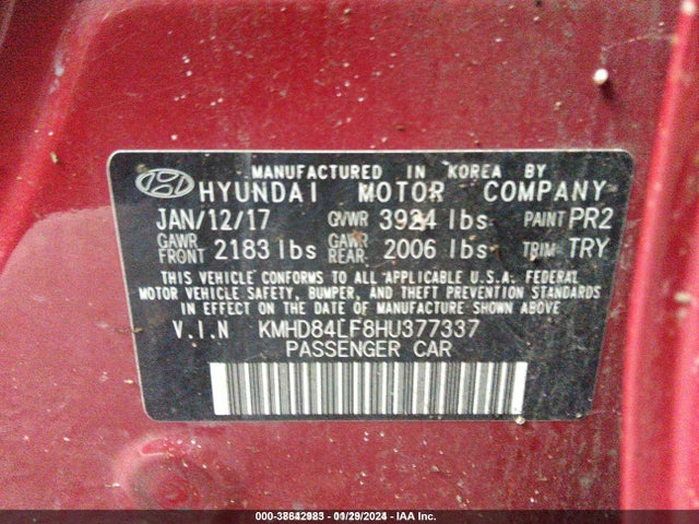 Hyundai Elantra Value Edition 2017 KMHD84LF8HU377337 Image 9
