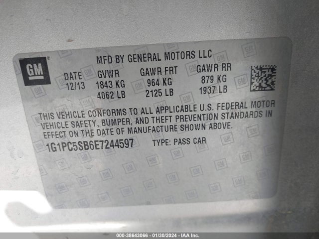 Chevrolet Cruze 1lt Auto 2014 1G1PC5SB6E7244597 Image 9