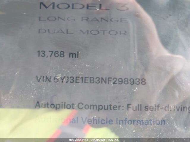 Tesla Model 3 Long Range Dual Motor All-wheel Drive 2022 5YJ3E1EB3NF298938 Image 14