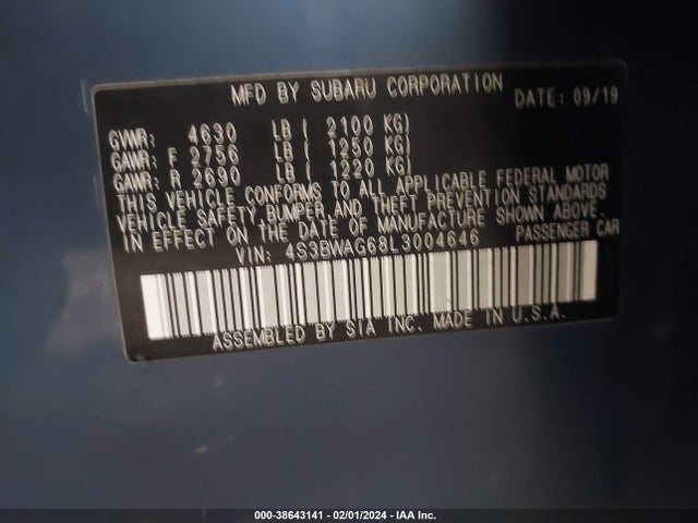Subaru Legacy Sport 2020 4S3BWAG68L3004646 Image 9