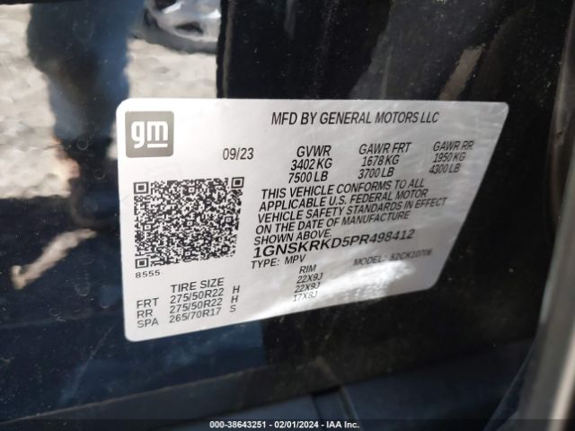 1GNSKRKD5PR498412 Chevrolet Tahoe 4wd Rst