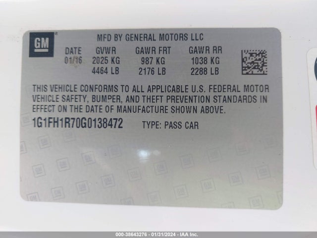 Chevrolet CAMARO 2SS 2016 1G1FH1R70G0138472 Image 9