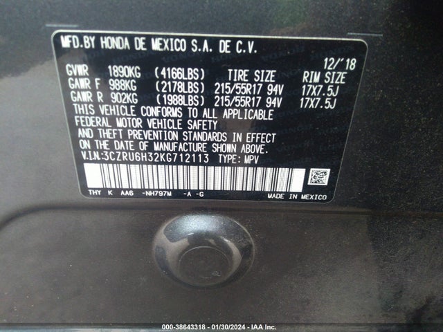 Honda HR-V LX 2019 3CZRU6H32KG712113 Image 9