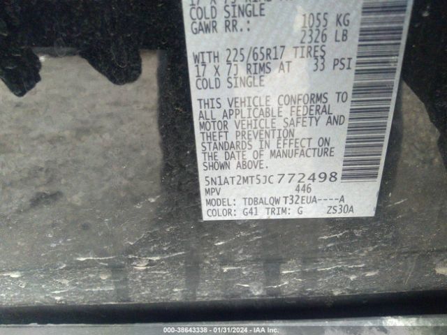 5N1AT2MT5JC772498 Nissan ROGUE SV
