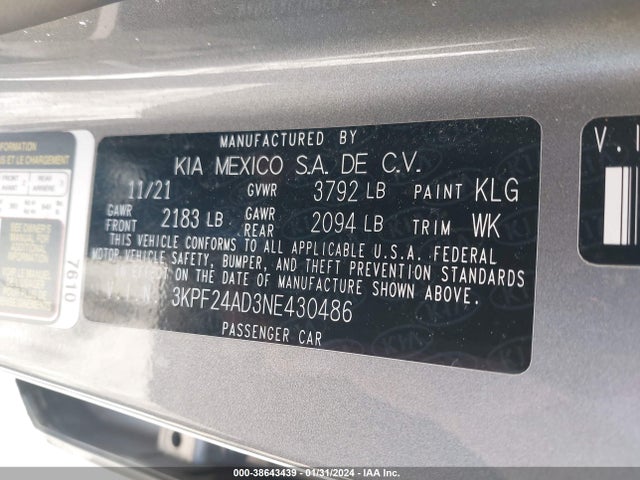 KIA Forte Lxs 2022 3KPF24AD3NE430486 Image 9