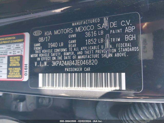 KIA RIO LX 2018 3KPA24AB4JE046820 Image 9