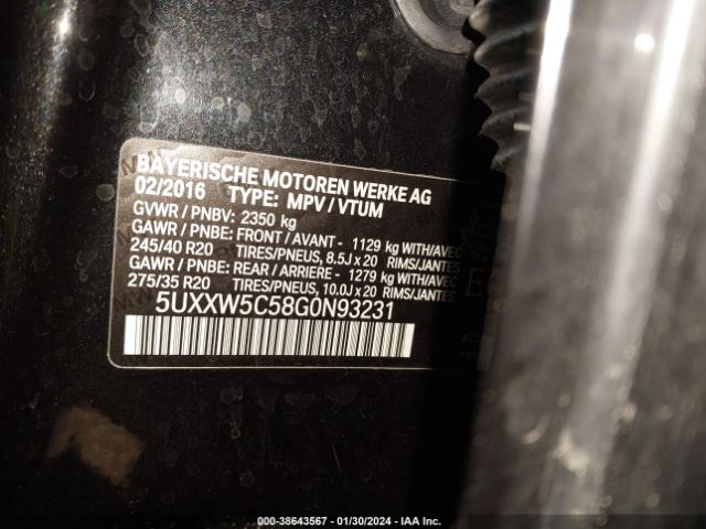 5UXXW5C58G0N93231 BMW X4 Xdrive35i
