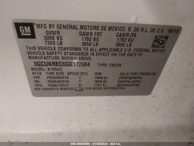Chevrolet Silverado 1500 2lt 2016 3GCUKREC6GG372984 Image 9