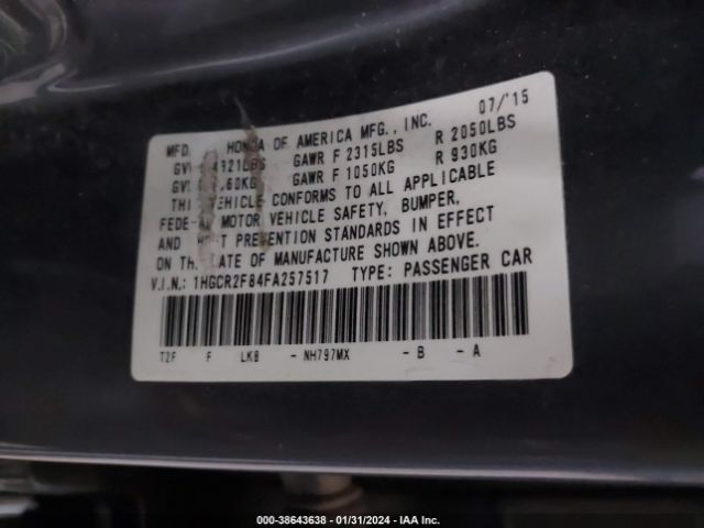 1HGCR2F84FA257517 Honda Accord Ex-l