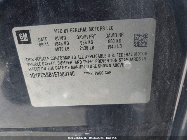 Chevrolet Cruze 1lt Auto 2014 1G1PC5SB1E7480140 Image 9