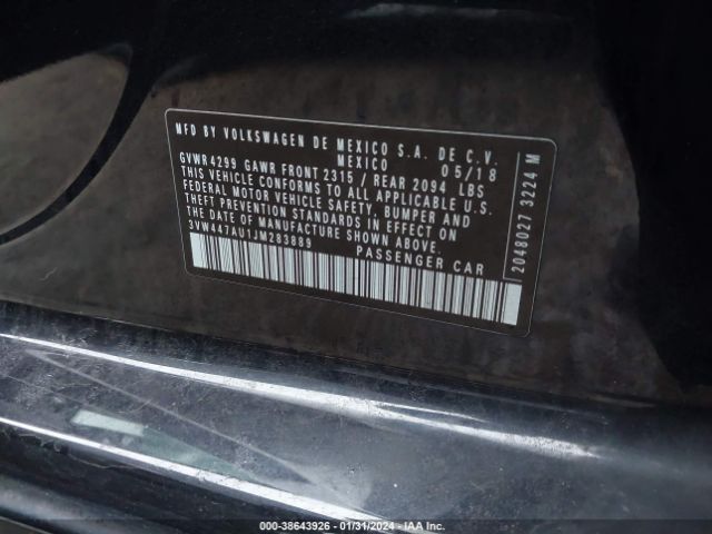 3VW447AU1JM283889 Volkswagen Golf Gti 2.0t Autobahn/2.0t S/2.0t Se