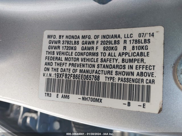 Honda CIVIC EX 2014 19XFB2F86EE065768 Image 9