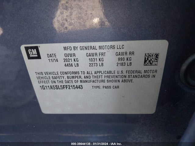 Chevrolet Malibu 1fl 2015 1G11A5SL5FF215443 Image 9