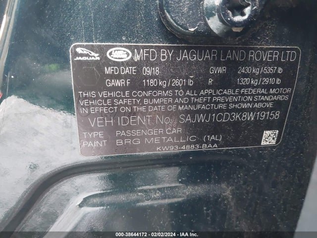 2019 JAGUAR XJ SAJWJ1CD3K8W19158 Photo 8
