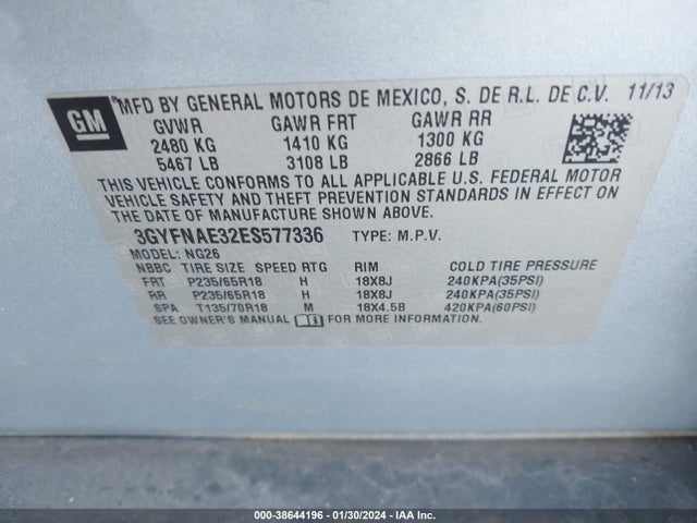 3GYFNAE32ES577336 Cadillac Srx Standard