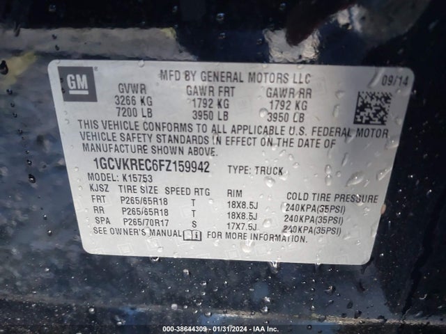 Chevrolet Silverado 1500 2lt 2015 1GCVKREC6FZ159942 Image 9