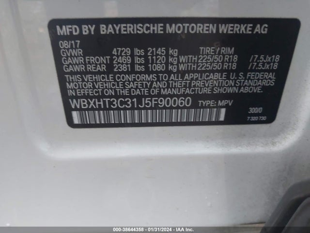 BMW X1 Xdrive28i 2018 WBXHT3C31J5F90060 Image 9