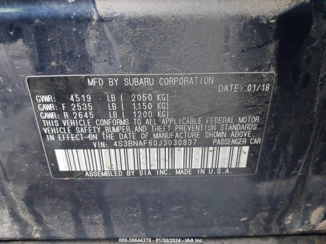 Subaru Legacy 2.5i Premium 2018 4S3BNAF60J3030837 Image 9