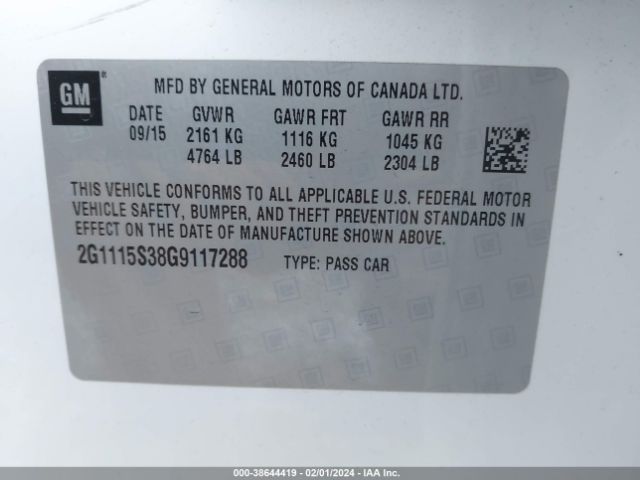 2G1115S38G9117288 Chevrolet Impala 2lt