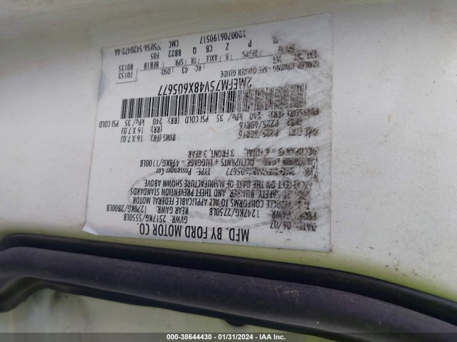 2008 MERCURY GRAND MARQUIS LS VIN: 2MEFM75V48X605677