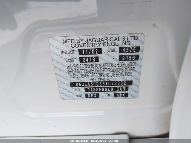 2003 JAGUAR X-TYPE SAJEA51D33XD23332 Photo 8