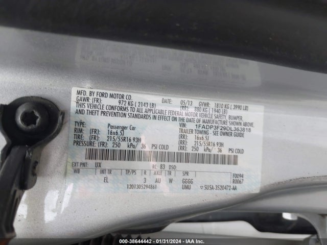 2013 FORD FOCUS SE VIN: 1FADP3F29DL363818