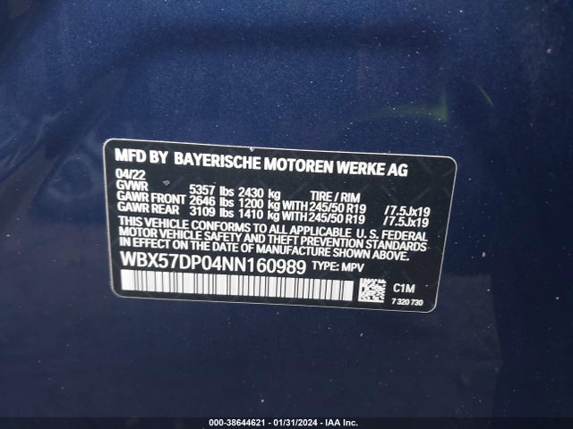 BMW X3 Xdrive30i 2022 WBX57DP04NN160989 Image 9