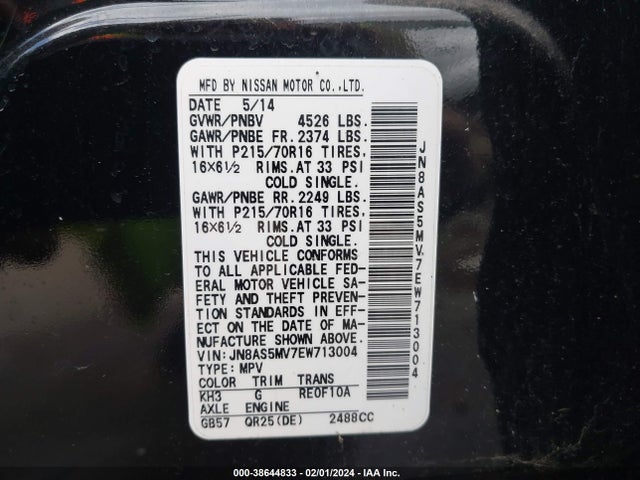 Nissan Rogue Select S 2014 JN8AS5MV7EW713004 Image 9