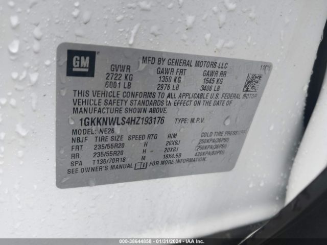 1GKKNWLS4HZ193176 GMC Acadia Slt-2