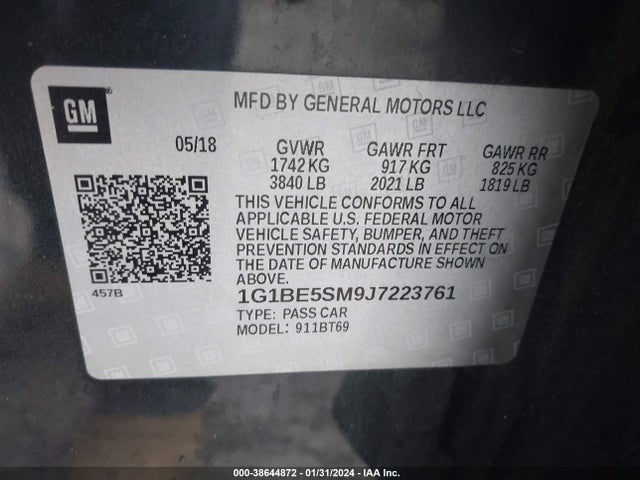 Chevrolet Cruze Lt Auto 2018 1G1BE5SM9J7223761 Image 9