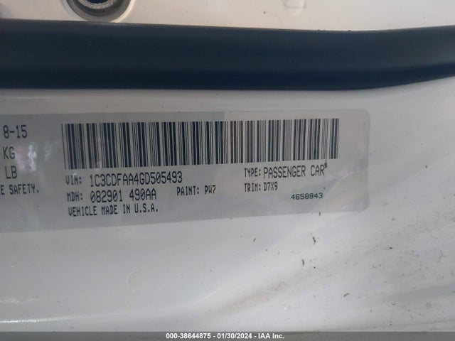 Dodge DART SE 2016 1C3CDFAA4GD505493 Image 9