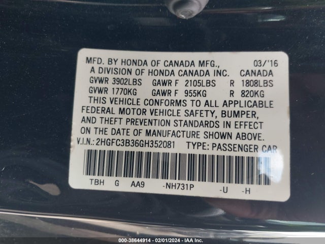 Honda Civic Ex-t 2016 2HGFC3B36GH352081 Image 9