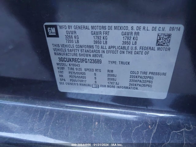 Chevrolet Silverado 1500 1lt 2015 3GCUKREC0FG123689 Image 9