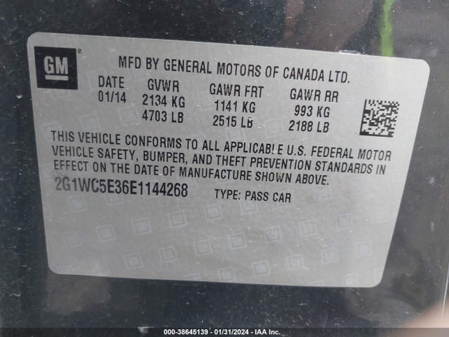 Chevrolet Impala Limited Ltz 2014 2G1WC5E36E1144268 Image 9