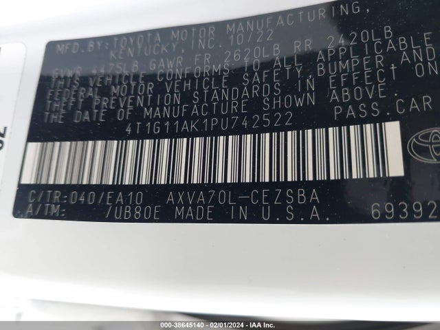 Toyota CAMRY SE 2023 4T1G11AK1PU742522 Image 9
