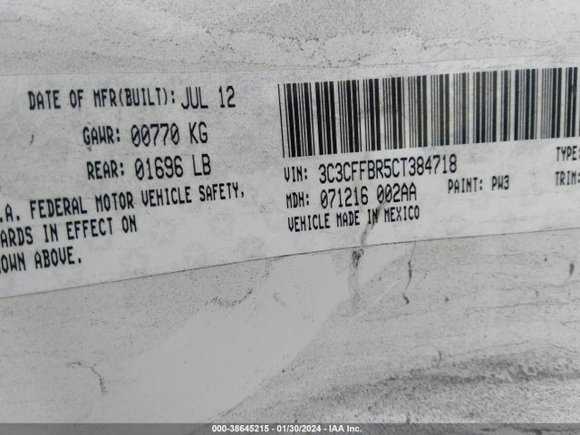 2012 FIAT 500 3C3CFFBR5CT384718 Photo 8