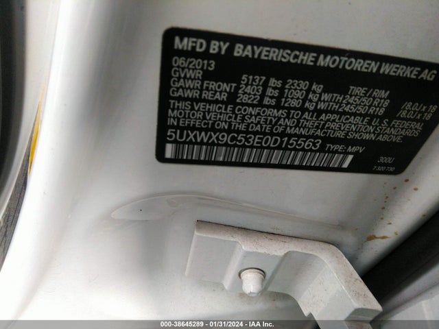 BMW X3 Xdrive28i 2014 5UXWX9C53E0D15563 Image 9