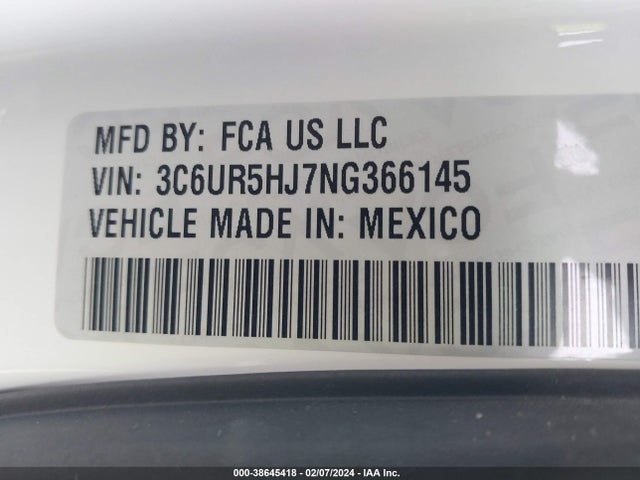 RAM 2500 Tradesman  4x4 8' Box 2022 3C6UR5HJ7NG366145 Image 9