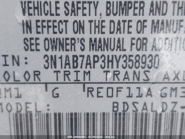 Nissan SENTRA SV 2017 3N1AB7AP3HY358930 Image 9