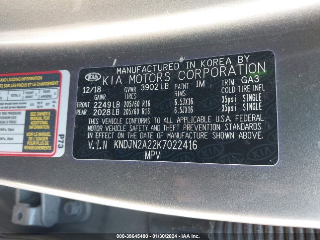 KNDJN2A22K7022416 KIA Soul