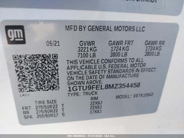 1GTU9FEL8MZ354458 GMC Sierra 1500 Denali