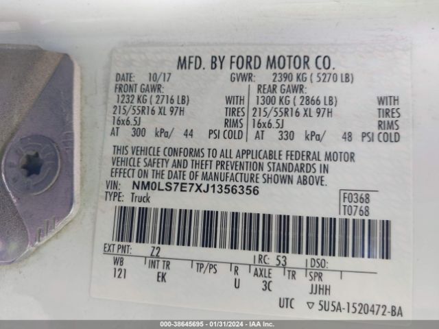 NM0LS7E7XJ1356356 Ford Transit Connect Xl