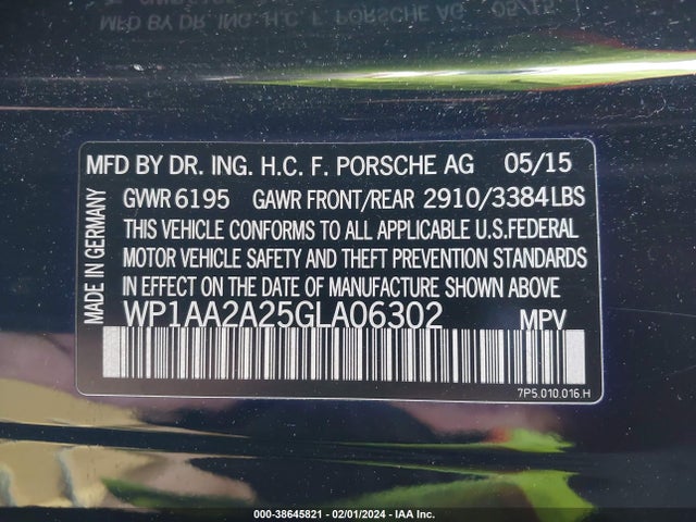 2016 PORSCHE CAYENNE WP1AA2A25GLA06302 Photo 8