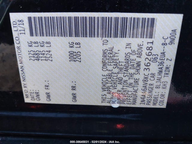 Nissan 2019 2019 1N4AA6AV8KC362681 Image 25