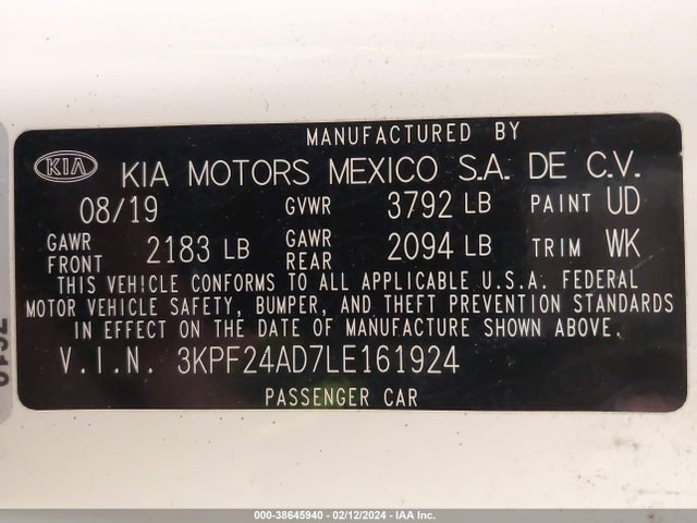 KIA Forte Lxs 2020 3KPF24AD7LE161924 Image 9